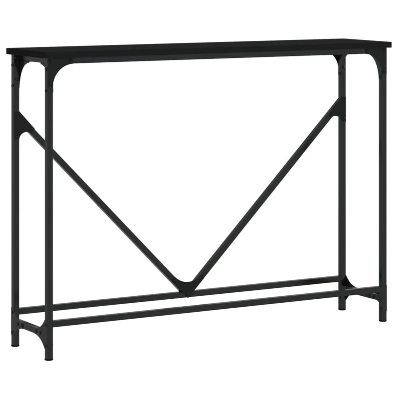 Table console fonctionnel et stylé 102 x 22,5 x 75 cm bois d'ingénierie noir et méta DEC032089