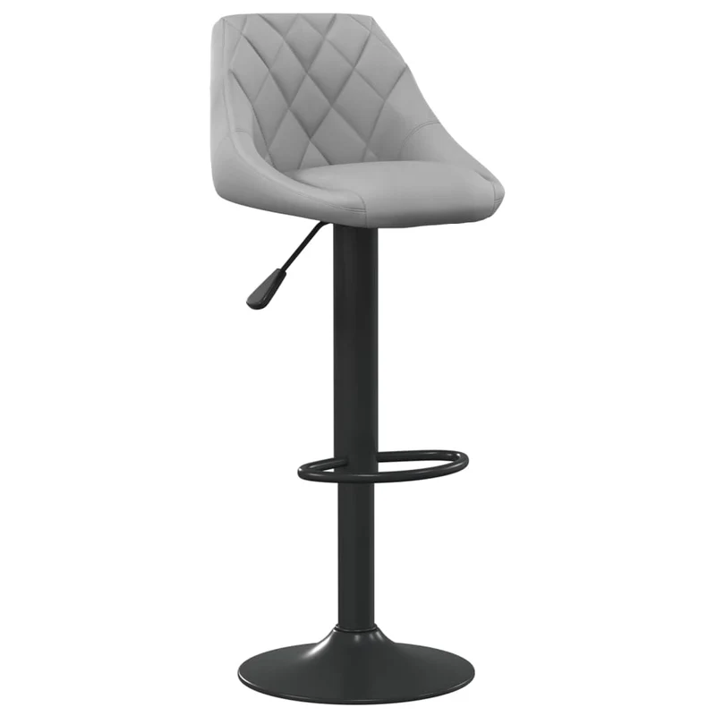 Tabouret de bar x1 chaise haute coutures losage en velours gris clair et acier noir DEC029482