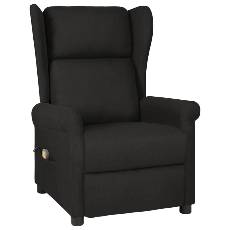 Fauteuil de relaxation avec fonction massage inclinaison manuelle en tissu noir DEC029251