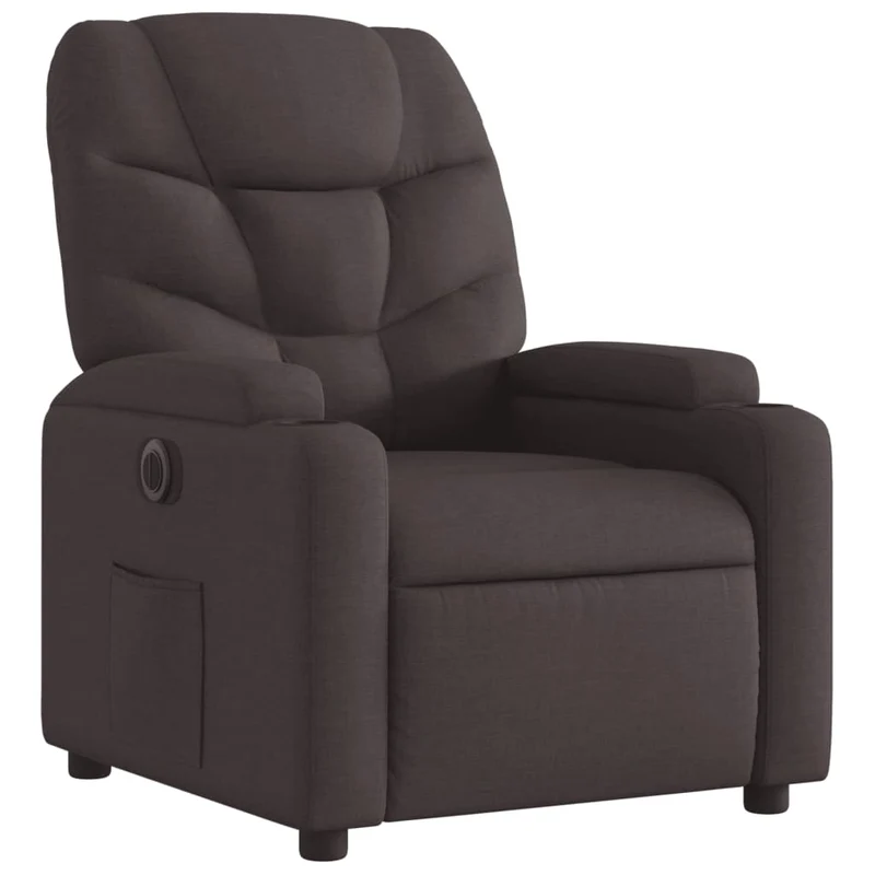 Fauteuil relax TV fonction d'inclinaison électrique très confortable en tissu marron foncé DEC028406