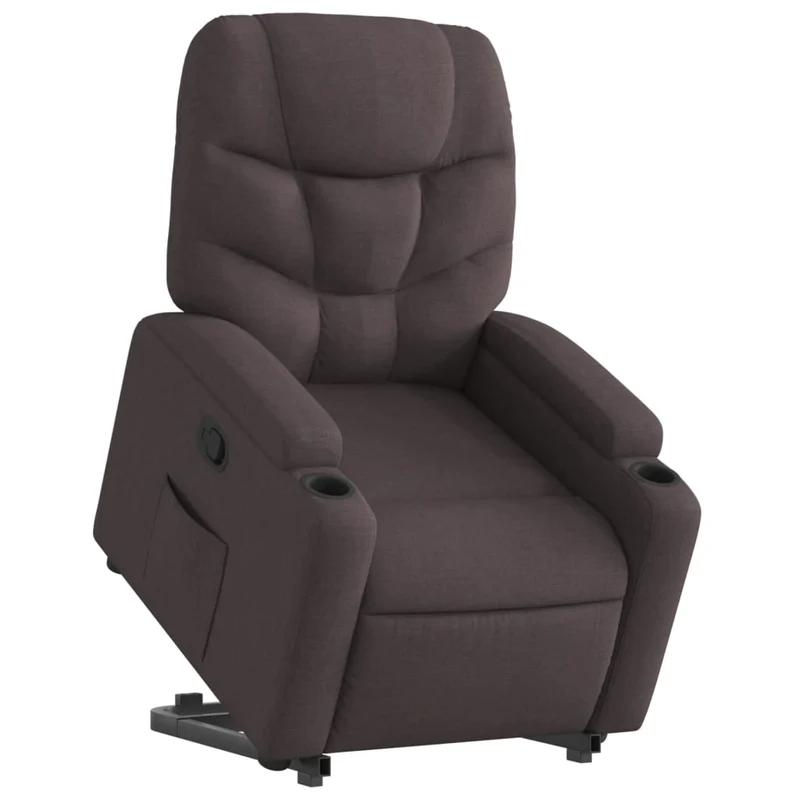 Fauteuil relax TV rembourrage confortable fonction de levage électrique en tissu marron foncé DEC028011
