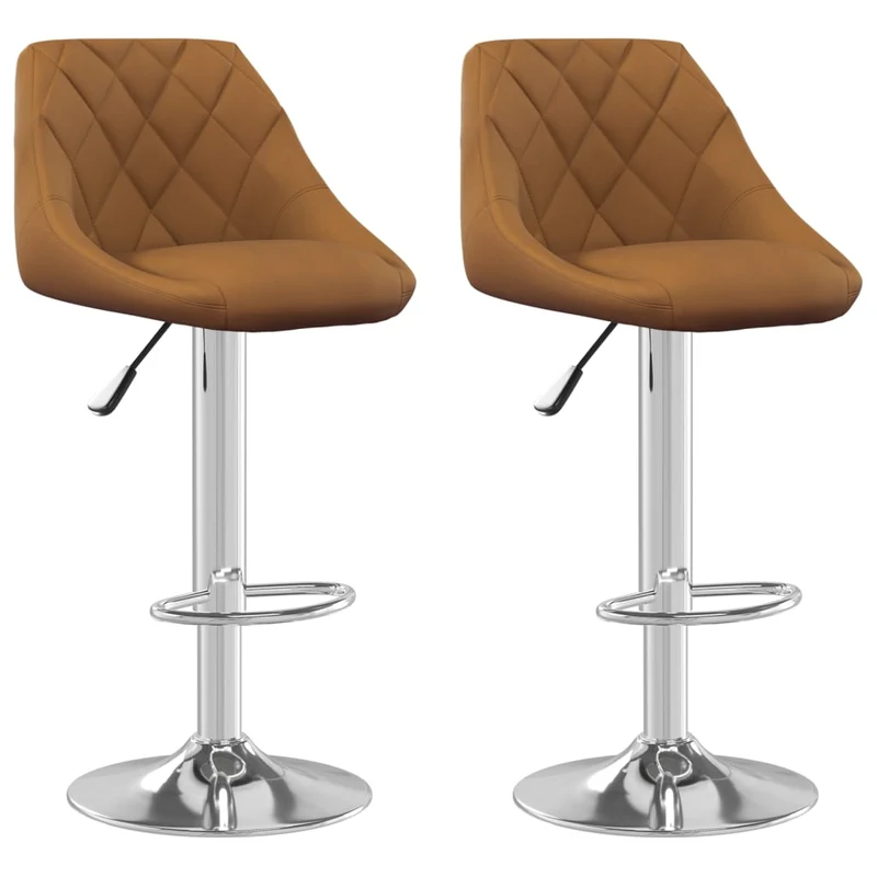 Lot de 2 tabourets de bar chaises hautes design moderne en velours marron et acier DEC029783