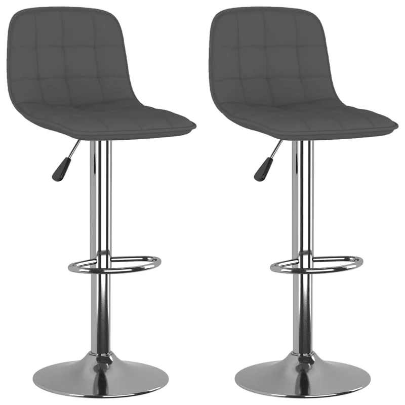 Lot de 2 tabourets de bar chaises hautes hauteur réglable en tissu gris foncé et acier DEC029712
