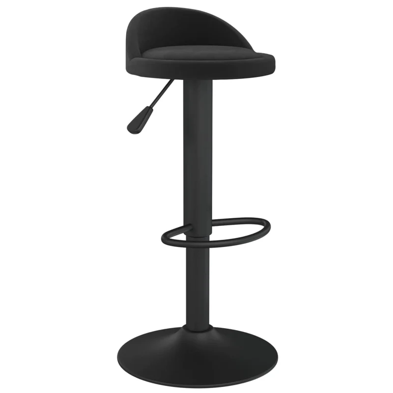 Tabouret de bar x1 chaise haute hauteur réglable en velours noir et acier DEC029537