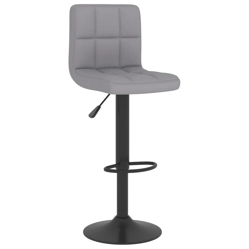 Tabouret de bar x1 chaise haute en tissu gris clair coutures carrées et acier noir DEC029475