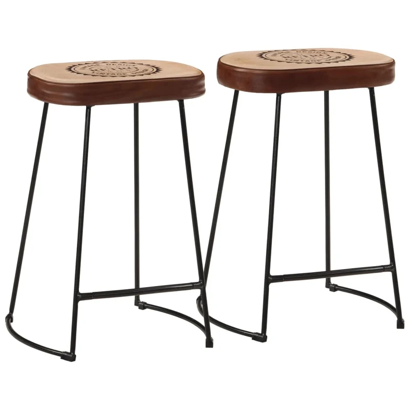 Lot de 2 tabourets de bar design rétro hauteur 62 cm cadre en métal avec revêtement en PVC et toile DEC029770