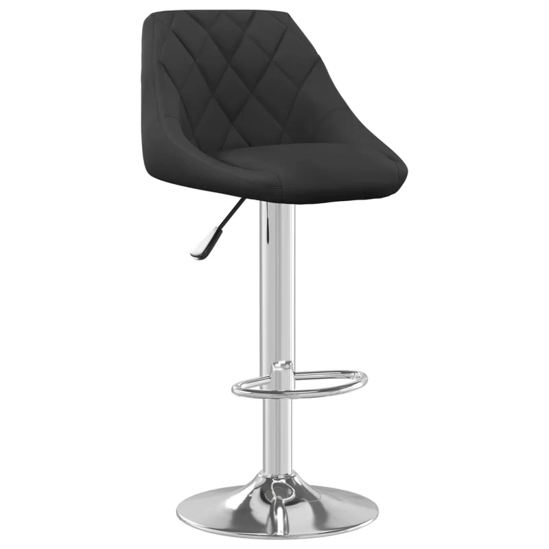 Tabouret de bar x1 chaise haute en velours noir coutures losange et acier DEC029533