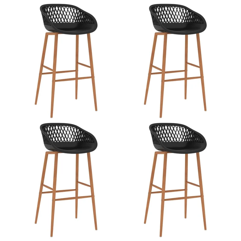 Lot de 4 tabourets de bar chaises haute en PP noir aspect de maille DEC029424