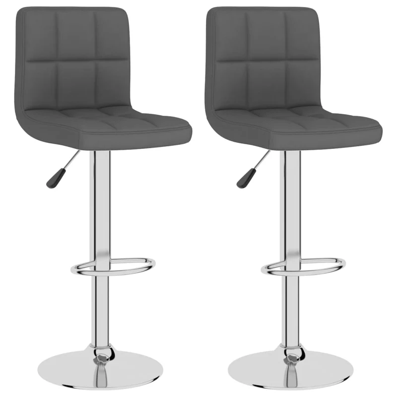 Lot de 2 tabourets de bar chaises hautes avec dossier en tissu gris foncé et acier DEC029704