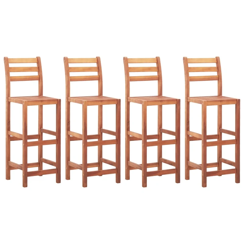 Tabourets de bar x4 chaises haute design rustique en bois d'acacia marron DEC029412