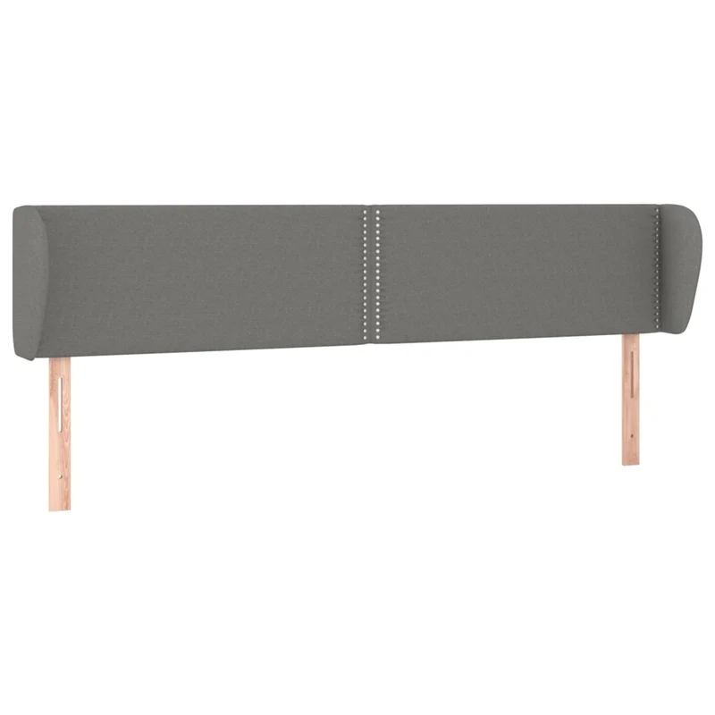 Tête de lit accessoire couchage chambre à coucher meuble avec rebord latéral 203 x 23 x 78/88 cm tissu gris foncé TDL0204923