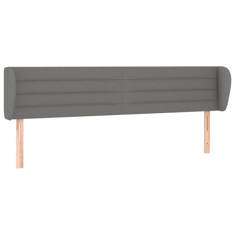 Tête de lit accessoire couchage chambre à coucher meuble avec rebord latéral 203 x 23 x 78/88 cm tissu gris foncé TDL0204919