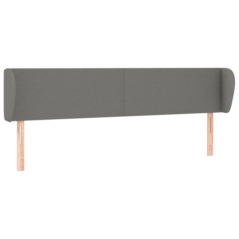 Tête de lit accessoire couchage chambre à coucher meuble avec rebord latéral 203 x 23 x 78/88 cm tissu gris foncé TDL0204918