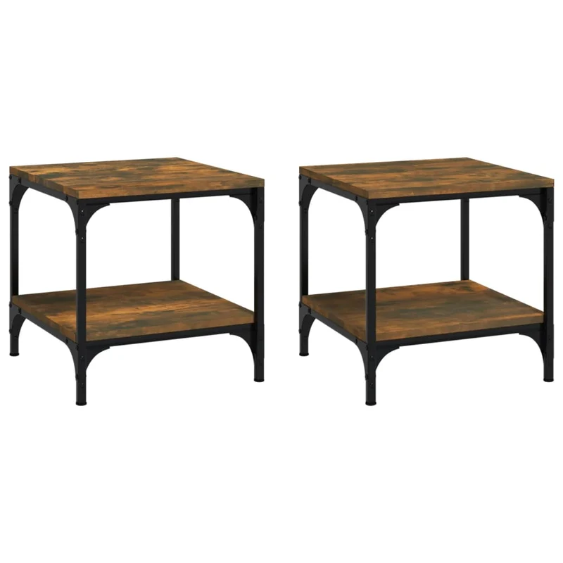 Lot de 2 tables d'appoint 40 x 40 x 40 cm bois d'ingénierie couleur chêne fumé DEC031304