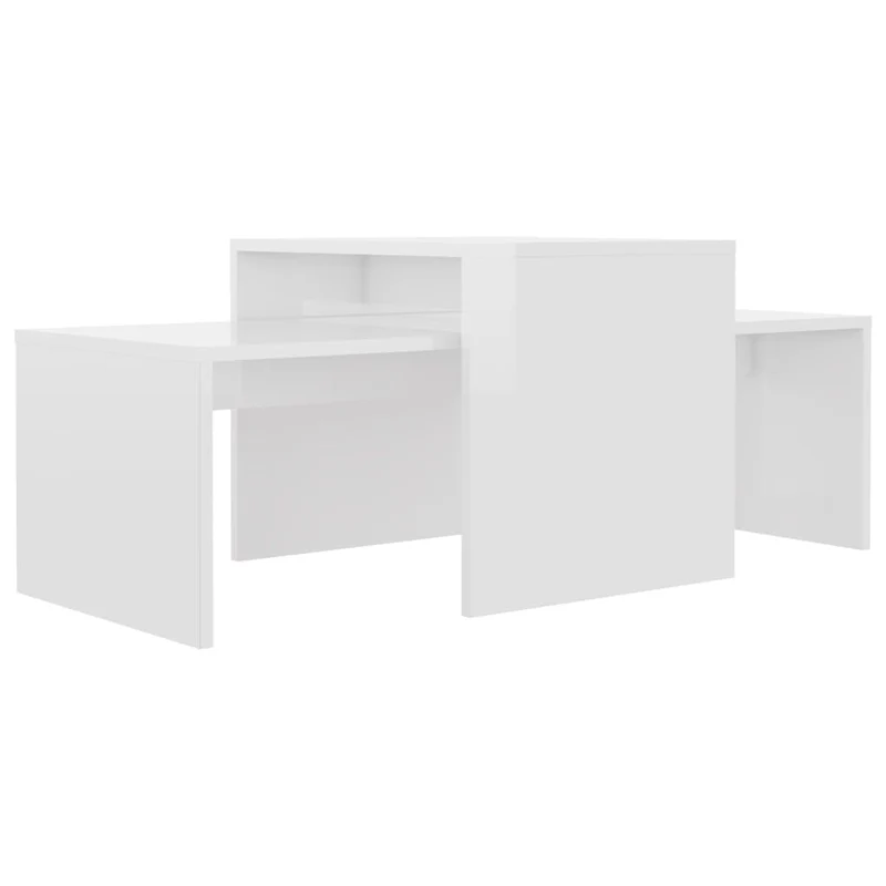 Ensemble de table basse emboîtées en bois d’ingénierie blanc brilliant DEC031247