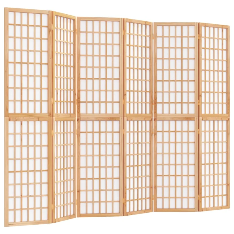 Paravent séparateur de pièce cloison pliable 6 panneaux 240 x 170 cm papier de riz et bois DEC031184