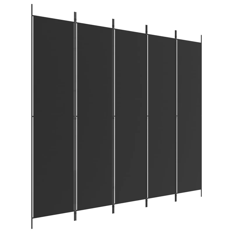 Paravent séparateur de pièce cloison 5 panneaux pliable 250 x 220 cm tissu noir et fer DEC031015