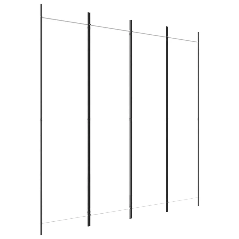Paravent séparateur de pièce cloison 4 panneaux pliable 200 x 200 cm tissu blanc et fer DEC030839