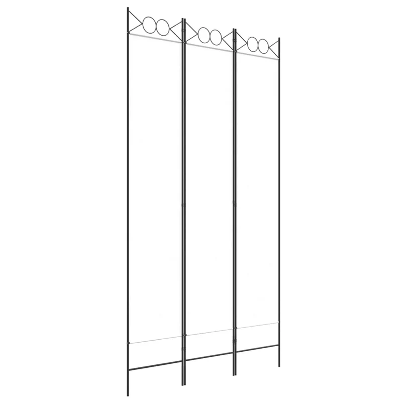 Paravent séparateur de pièce cloison 3 panneaux 120 x 220 cm tissu blanc et fer DEC030737