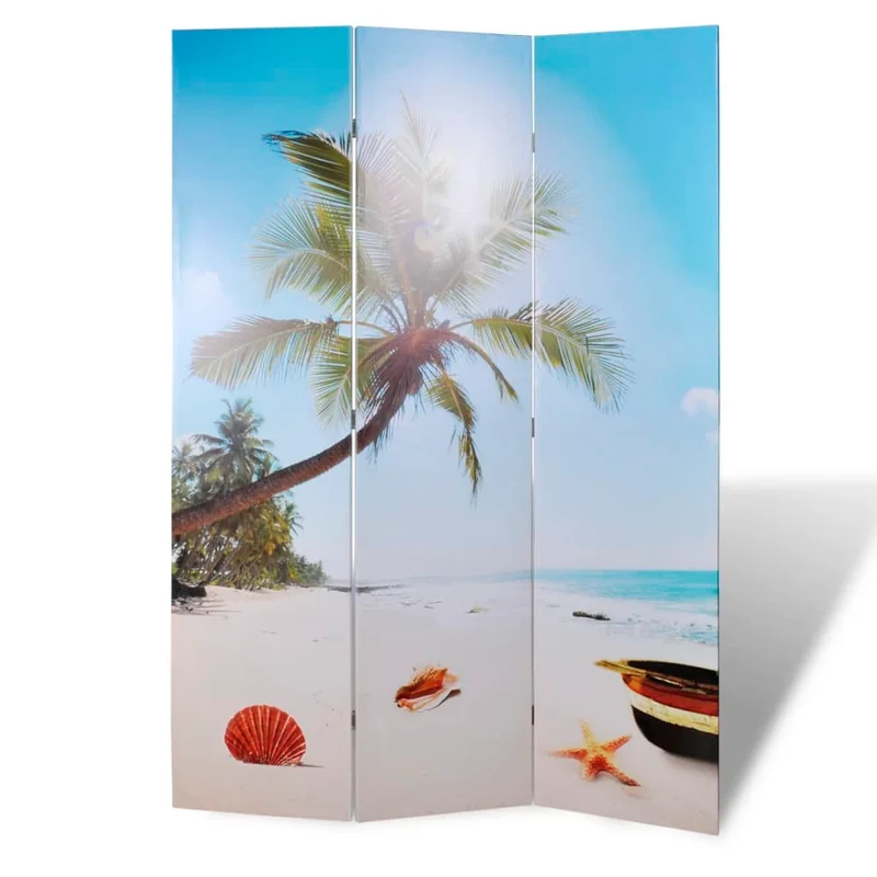 Paravent séparateur de pièce cloison pliable 120 x 170 cm en bois de sapin design plage DEC031167