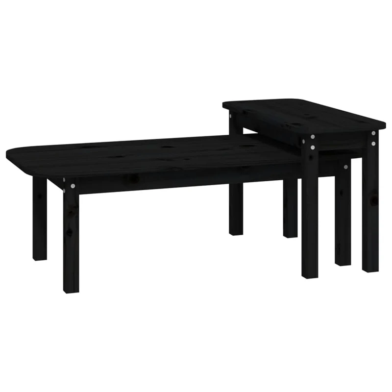 Ensemble de deux tables basses en bois de pin noir DEC031266