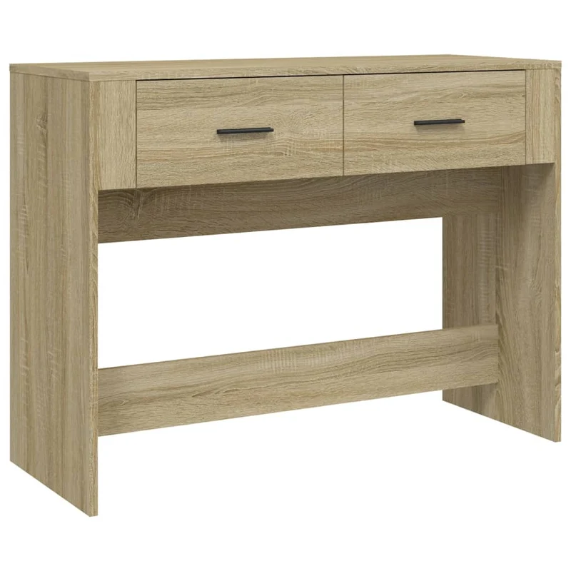 Table console avec deux tiroirs de rangement 100 x 39 x 75 cm bois d'ingénierie couleur chêne DEC031222