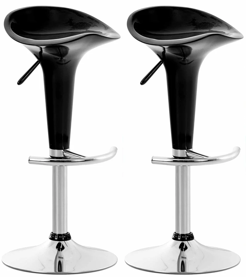 Lot de 2 tabourets de bar design noir pivotant et hauteur réglable TDB10029