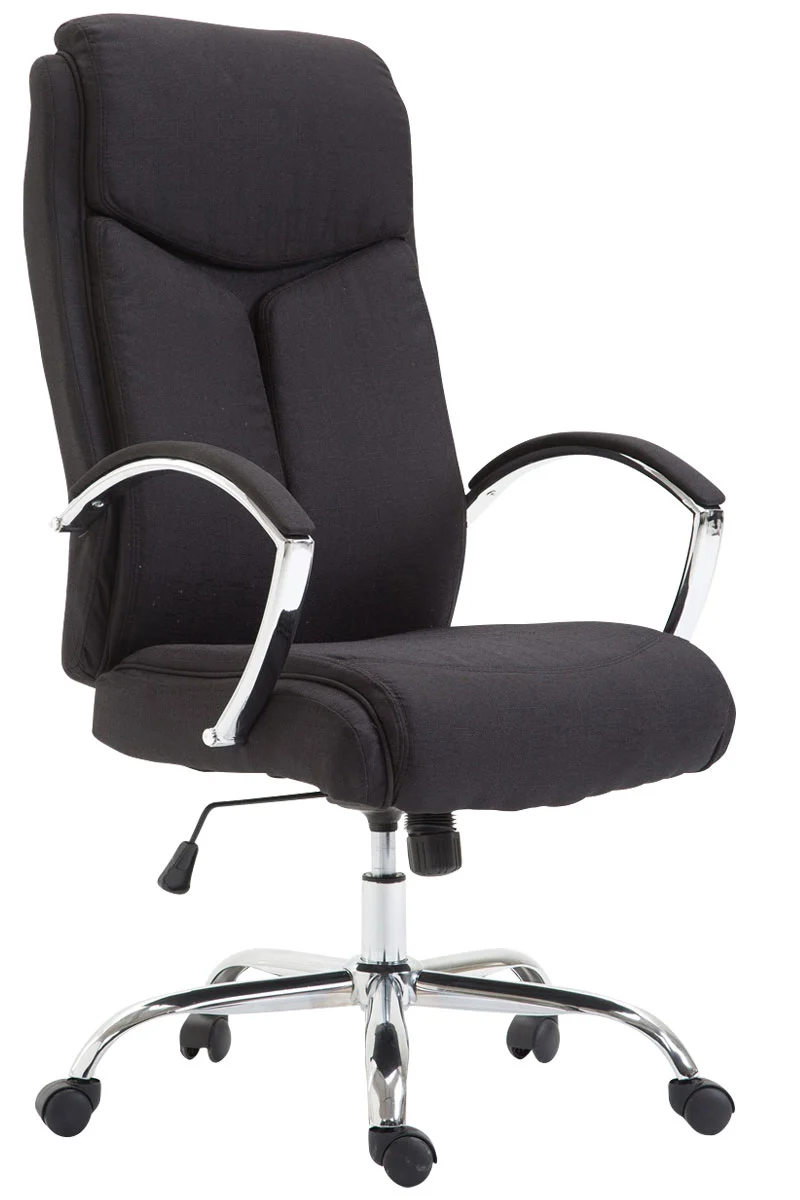 Fauteuil de bureau XL mécanisme d'inclinaison pivotant en tissu noir et métal chromé 10_0002710