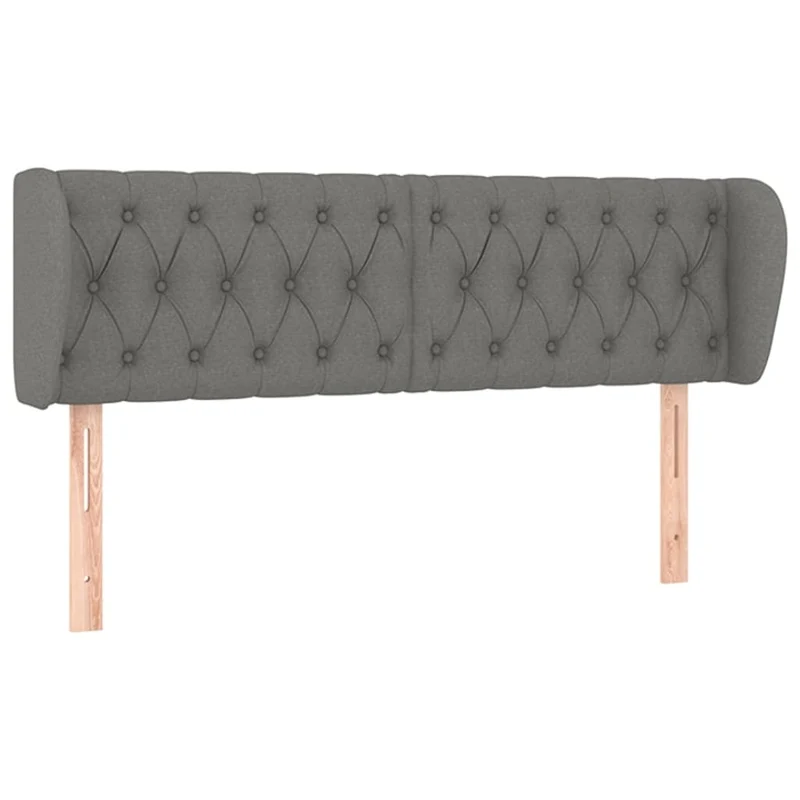 Tête de lit accessoire couchage chambre à coucher meuble capitonné avec rebord latéral 163 x 23 x 78/88 cm tissu gris foncé TDL0204973