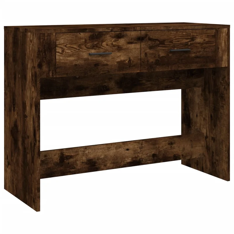 Table console avec deux tiroirs 100 x 39 x 75 cm en bois d'ingénierie marron DEC031220