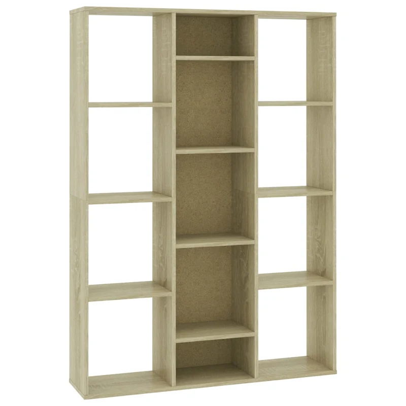 Bibliothèque avec 13 compartiments 100 x 24 x 140 cm en bois d'ingénierie couleur chêne DEC031214