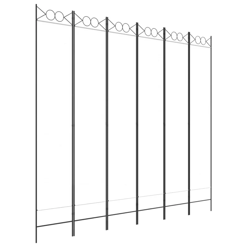 Paravent séparateur de pièce cloison 6 panneaux 240 x 220 cm tissu blanc et fer DEC031046