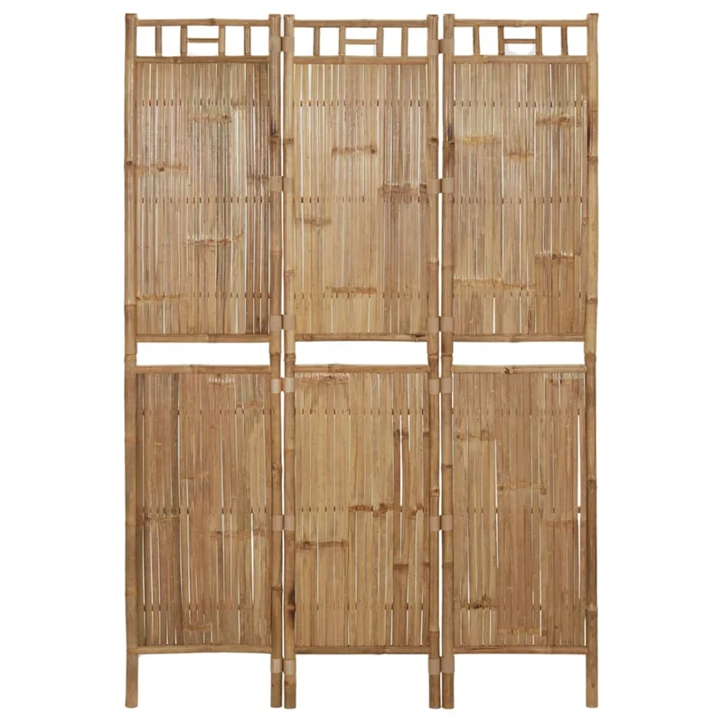 Paravent séparateur de pièce cloison 3 panneaux 120 x 180 cm bambou marron DEC030727