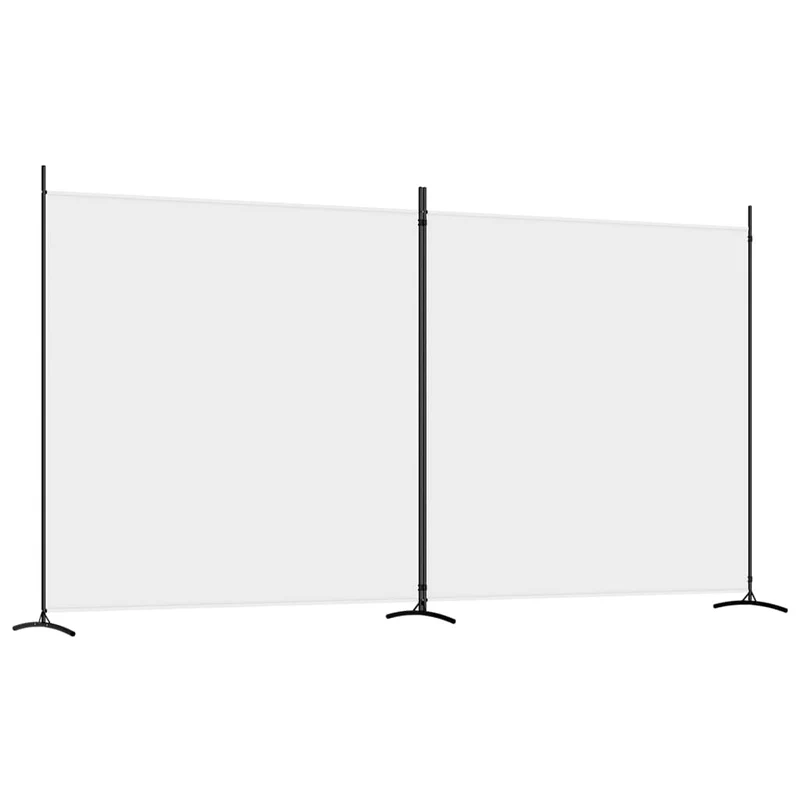 Séparateur de pièce cloison 2 panneaux 348 x 180 cm tissu blanc et fer DEC030710