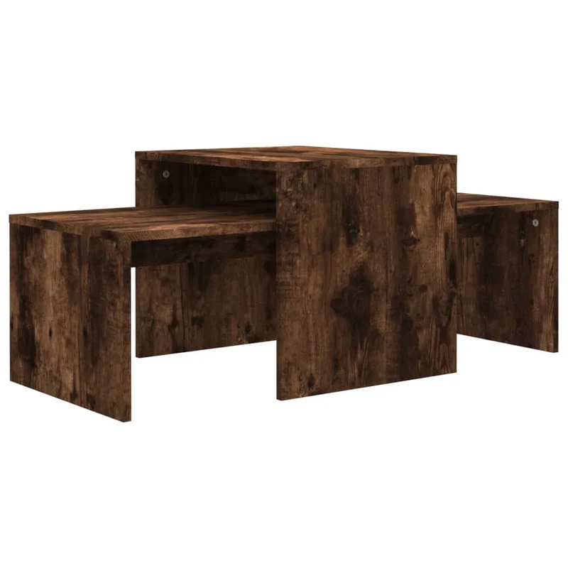 Ensemble table basse table d'appoint 100 x 48 x 40 cm en bois d'ingénierie marron DEC031277