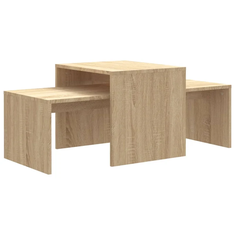 Ensemble de deux tables basses emboîtées en bois d’ingénierie couleur chêne DEC031269