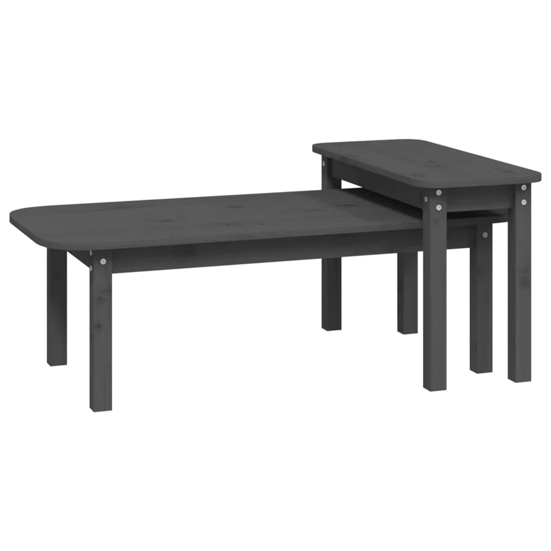 Ensemble de deux tables basses tables d'appoint en bois massif de pin gris DEC031264