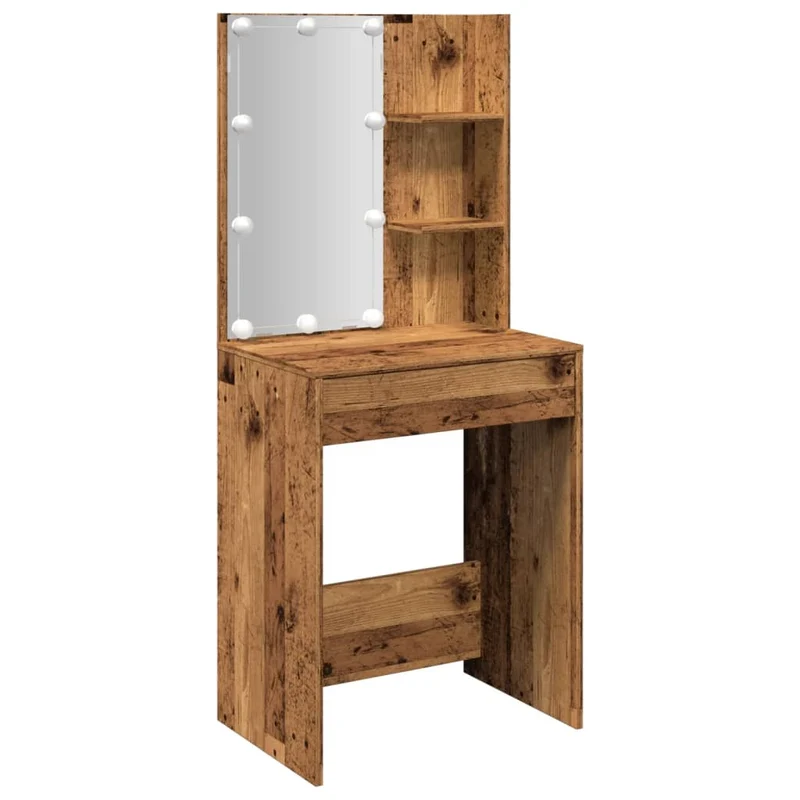 Coiffeuse avec LED espace de rangement miroir 60 x 40 x 140 cm bois d'ingénierie marron vieilli DEC031218