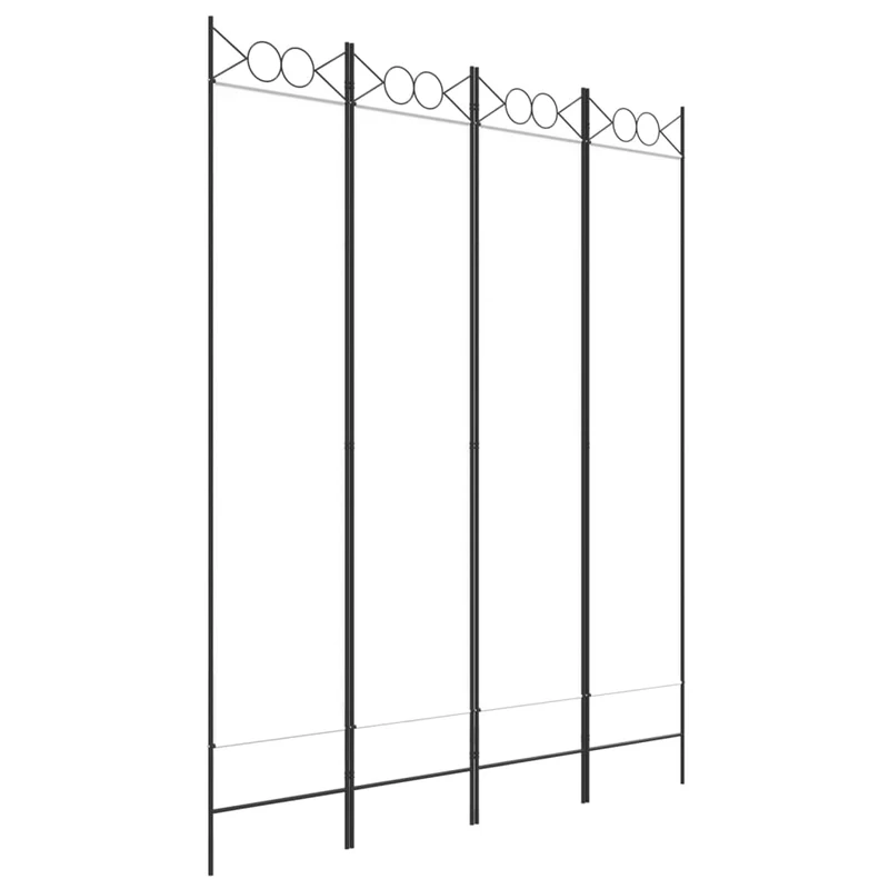 Paravent séparateur de pièce cloison 4 panneaux 160 x 200 cm tissu blanc et fer DEC030837