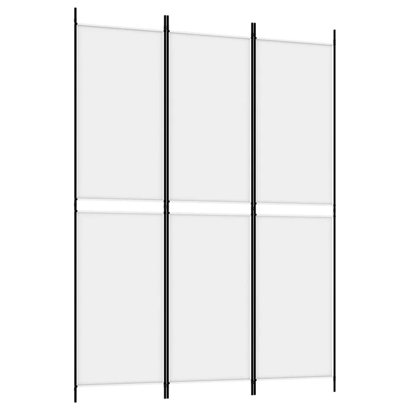 Paravent séparateur de pièce cloison 3 panneaux 150 x 200 cm tissu blanc et fer DEC030740