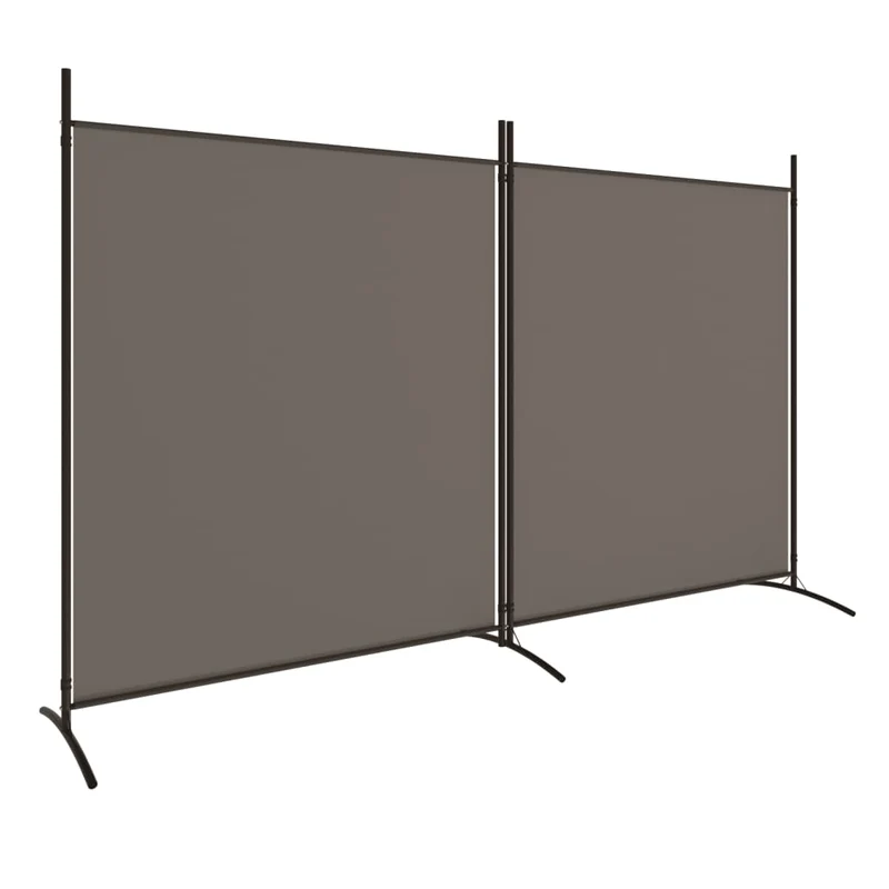 Séparateur de pièce cloison 2 panneau 348 x 180 cm tissu anthracite et fer DEC030708