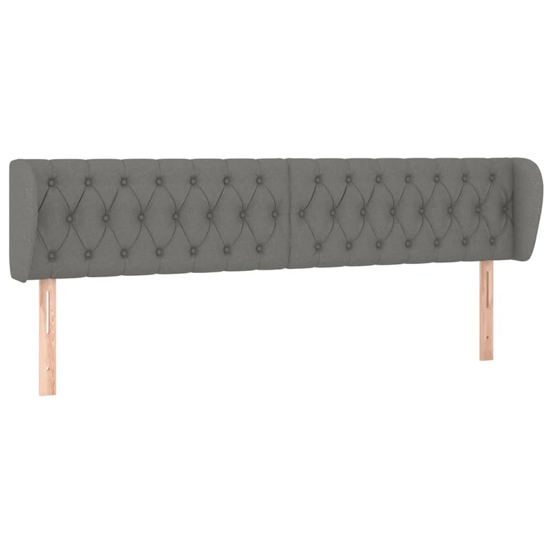 Tête de lit accessoire couchage chambre à coucher meuble capitonné avec rebord latéral 183 x 23 x 78/88 cm tissu gris foncé TDL0204957