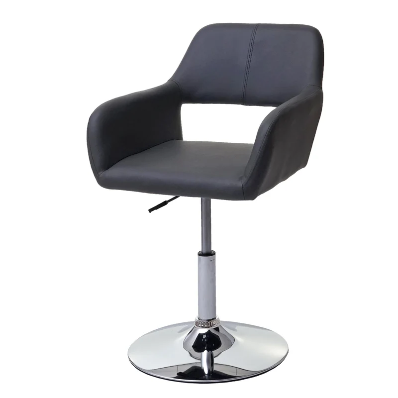 Chaise de salle à manger x1 design rétro hauteur réglable en PVC gris piètement chromé 04_0006303