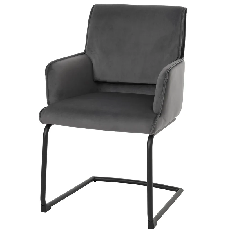 Chaise de salle à manger x1 design moderne en tissu gris foncé cadre en fer 04_0006301