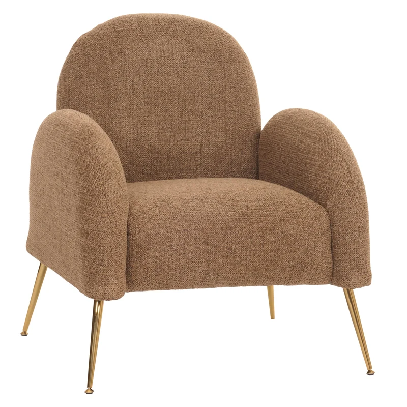 Fauteuil cocktail design rétro en tissu chenille café extra épais 04_0006395