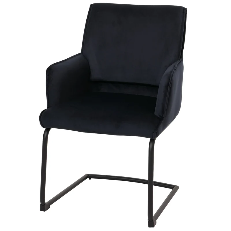 Chaise de salle à manger avec accoudoirs en tissu anthracite-bleu coins arrondis 04_0006299
