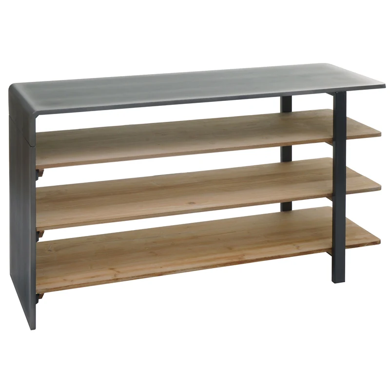 Etagère de séjour bibliothèque étagère à chaussures buffet en bois massif design industriel 72x119x40 cm 04_0006786