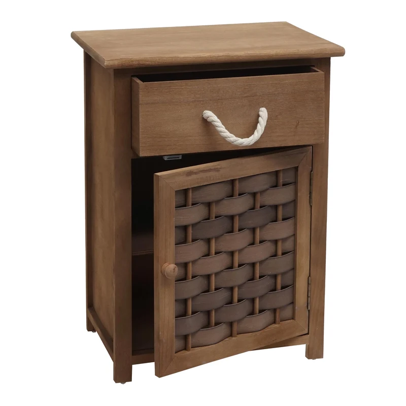 Commode polyvalente armoire avec tiroir 55x39,5x28,5 cm polyrotin marron bois marron foncé 04_0006504
