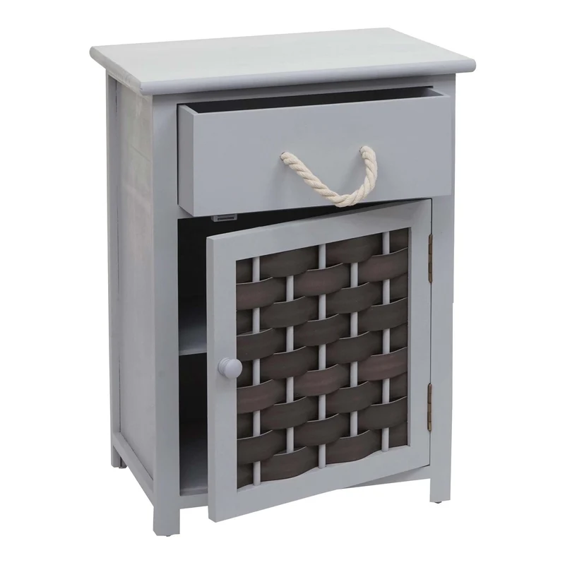 Commode polyvalente armoire avec tiroir 55x39,5x28,5 cm polyrotin marron bois gris foncé 04_0006502