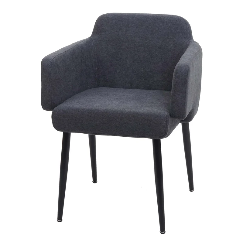 Chaise de salle à manger rembourrée avec accoudoir tissu/textile anthracite et métal 04_0006341